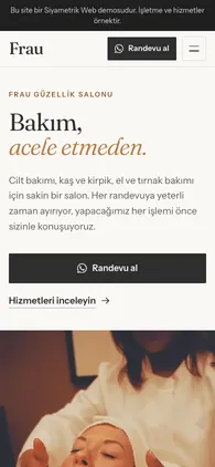 Frau güzellik salonunun mobil ana sayfası